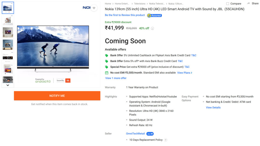 Smart TV Nokia akan segera dijual resmi