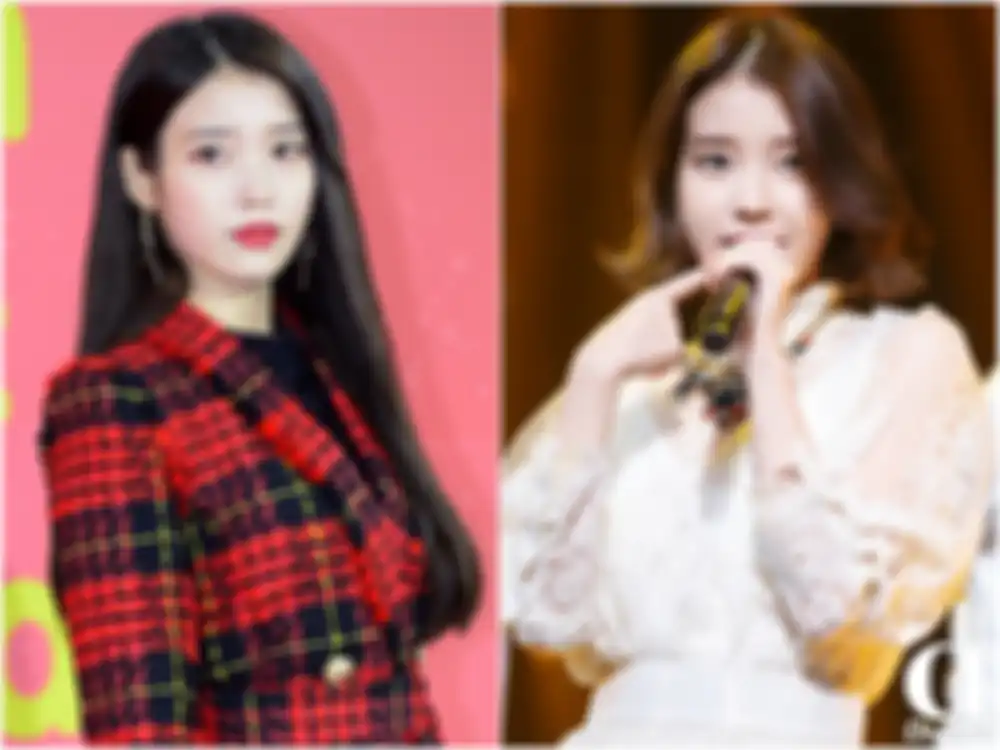 IU dengan rambut panjang vs rambut pendek