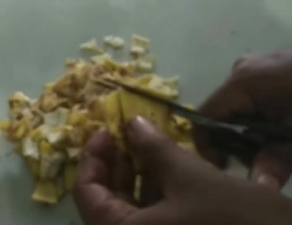 Potongan kulit pisang.