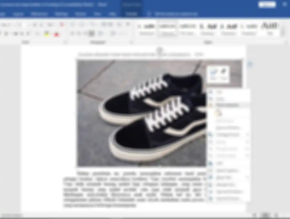 Opsi pada klik kanan MS Word