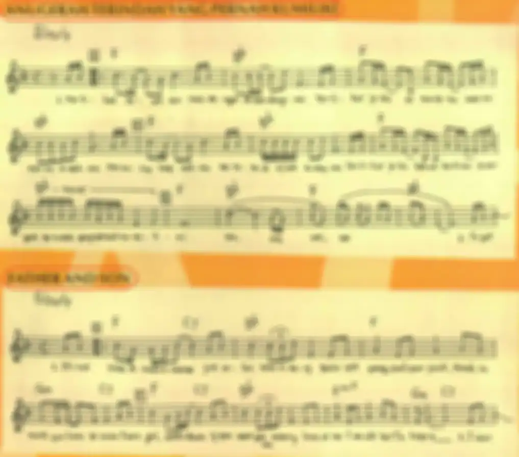 Notasi bagian bait (verse) dari kedua lagu ini.