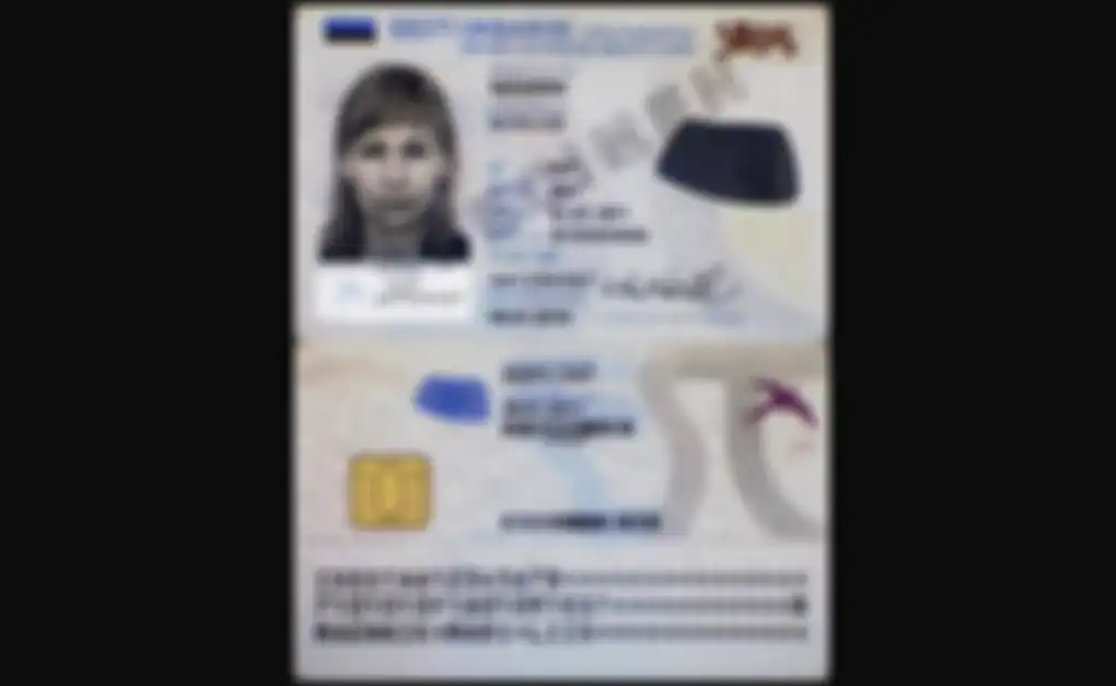 Tampilan depan dan belakang KTP warga Estonia.