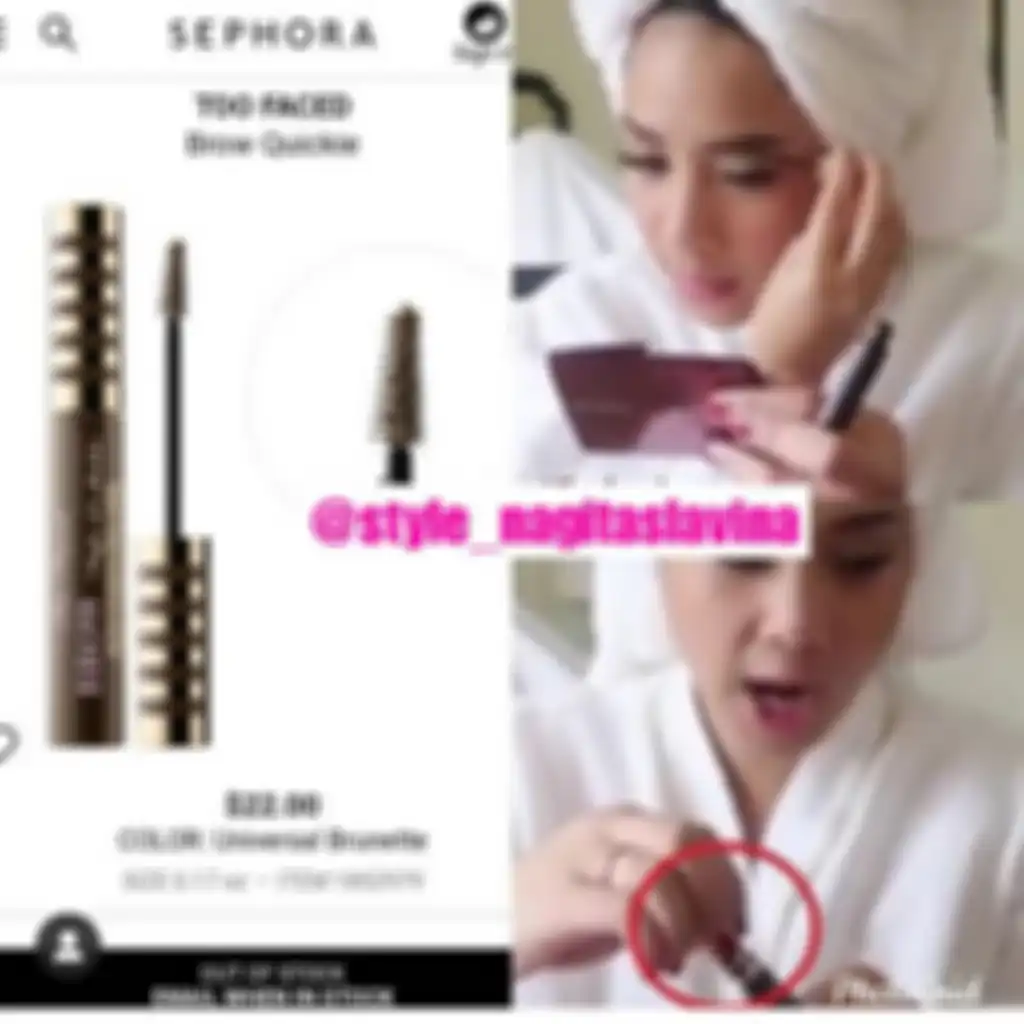 Nagita Slavina menggunakan Too Faced Brow Quickie 