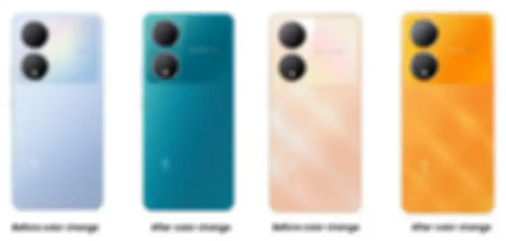 Ilustrasi perubahan warna pada hp vivo Y100 saat terkena matahari.