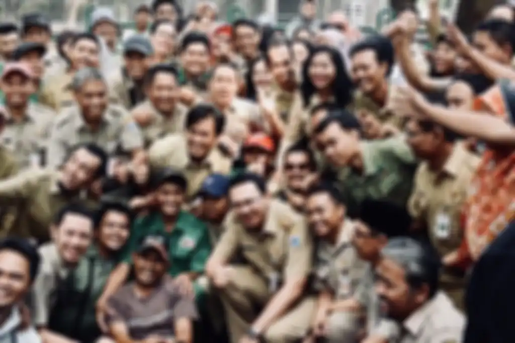 Basuki Tjahaja Purnama atau Ahok atau BTP saat bersama PNS DKI Jakarta