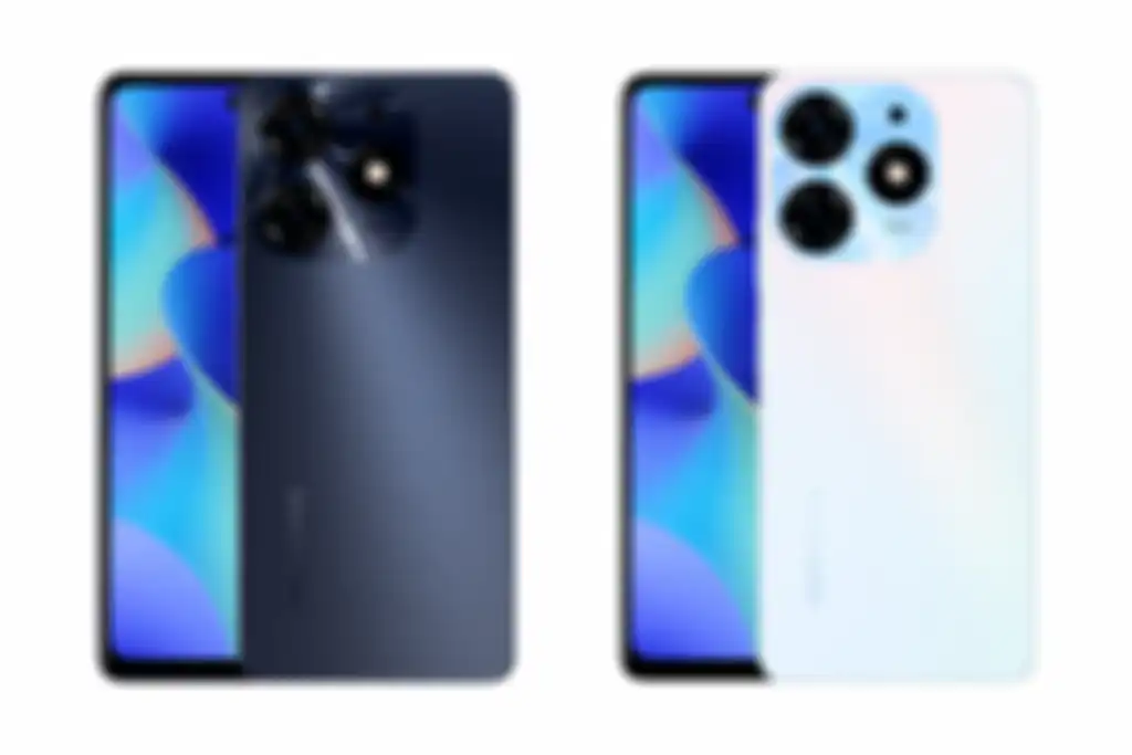 Desain tampak depan dan belakang Tecno Spark 10 Pro.