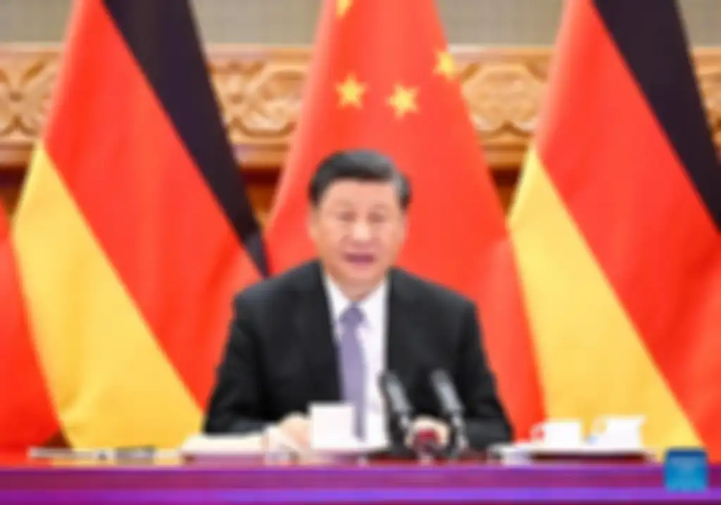 Xi Jinping berpidato saat pertemuan virtual dengan Jerman (9/5)