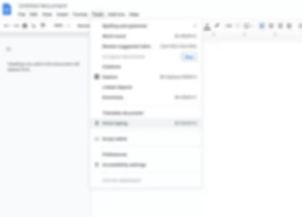 Menu Tools dan pilihan Voice Typing di Google Docs 