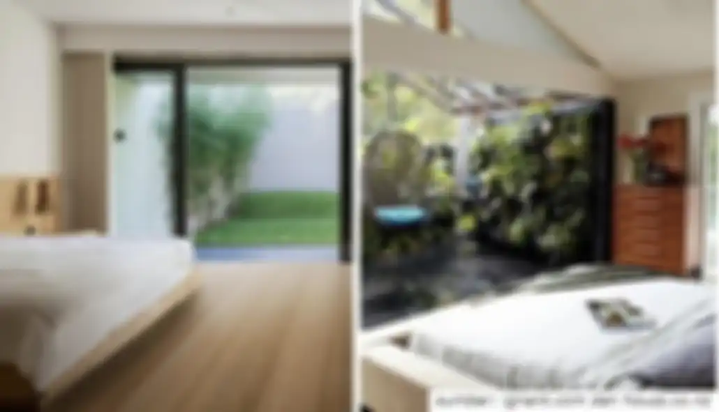 Desain kamar tidur menghadap taman ini memancarkan aura segar nan adem. Baru lihat 7 foto inspirasinya suami jadi malas kerja.