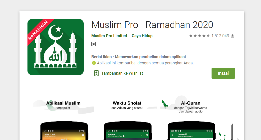 Aplikasi Muslim Pro.