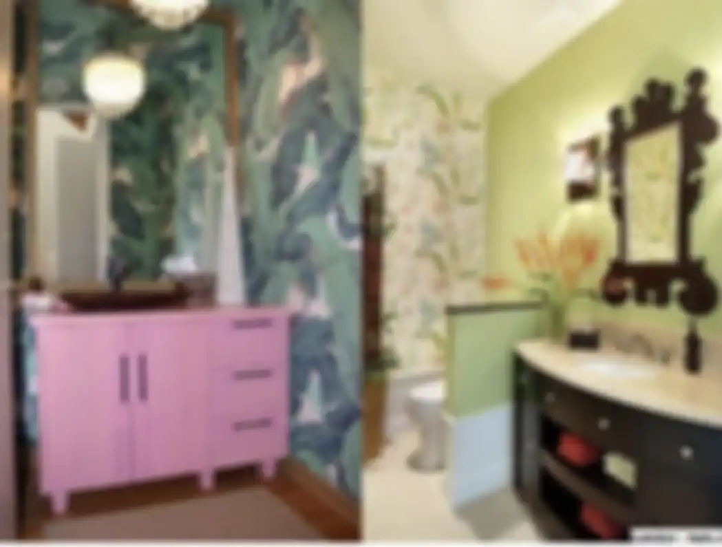 Dengan berani meniru dekorasi warna mencolok, pemilik rumah minimalis dapat foto interior kamar mandi mungil seperti begini.