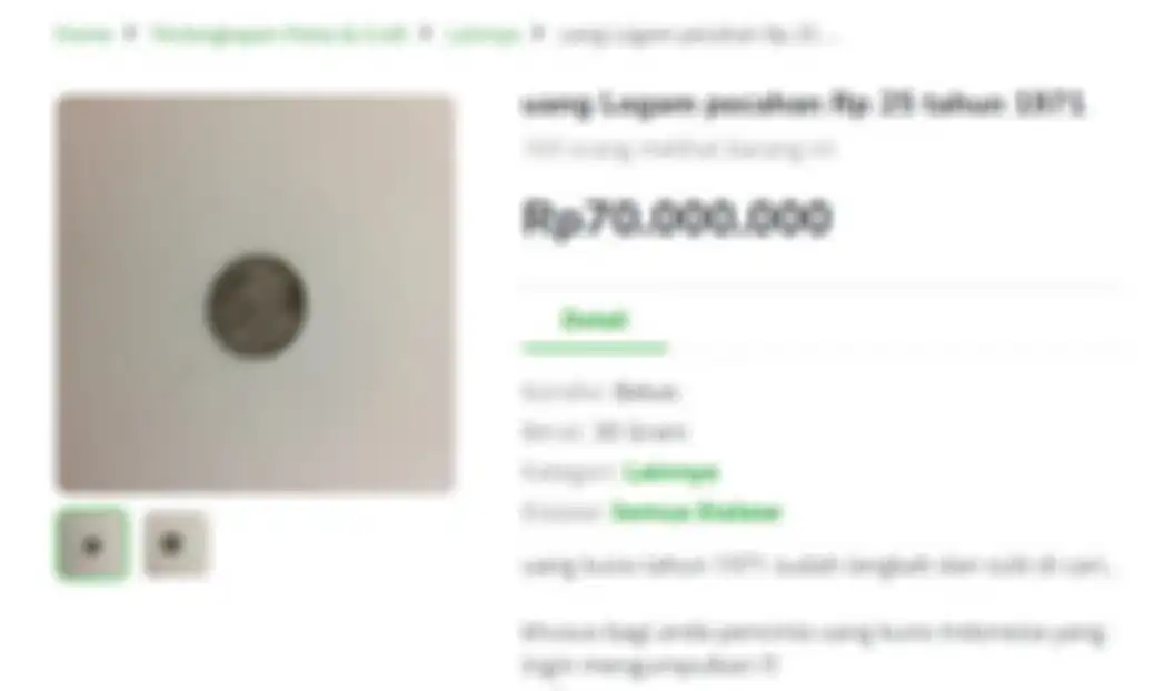 Uang koin Rp25 dijual Rp70 juta.