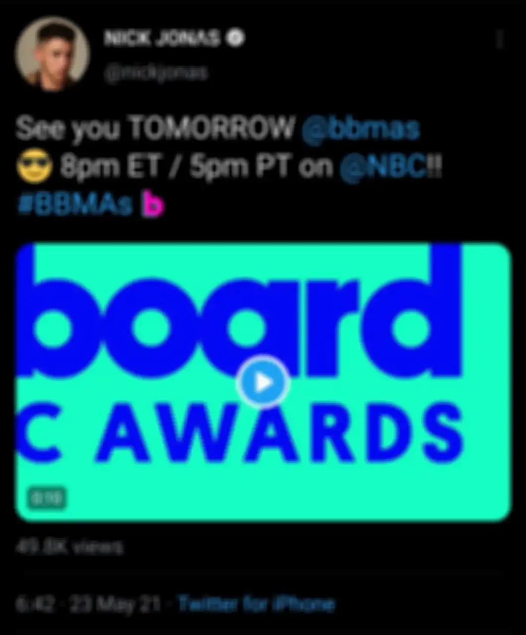 Tweet Nick Jonas untuk Billboard