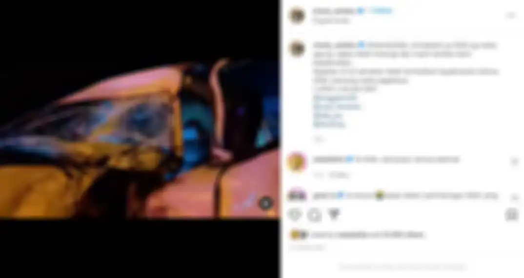 Postingan Charly Van Houten kabarkan mobil yang dinaikinya kecelakaan.