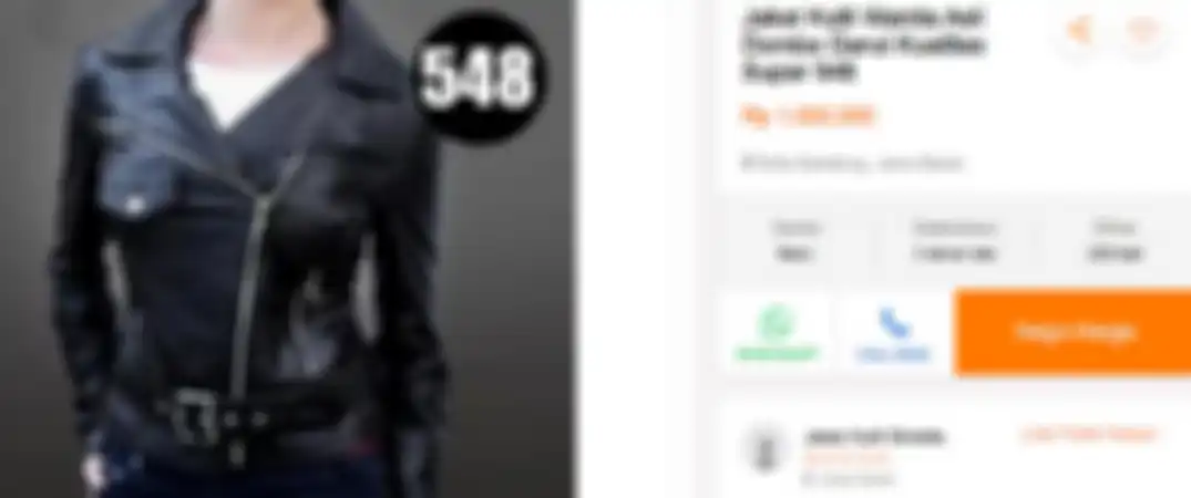 Jaket kulit wanita dijual Rp 1 jutaan.