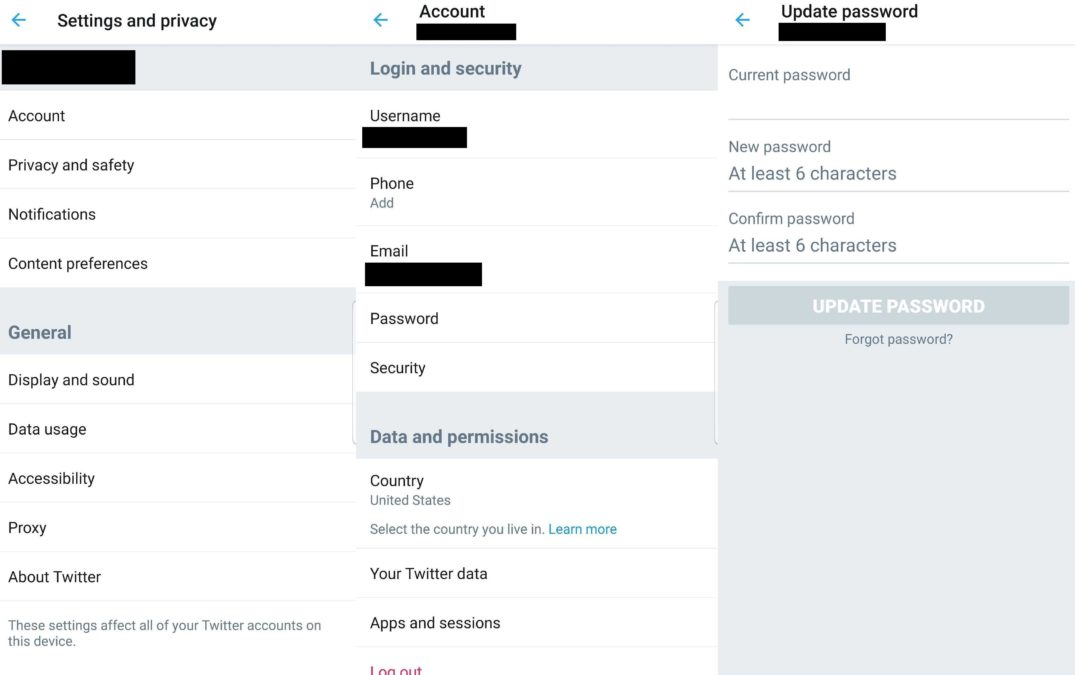 Langkah-langkah mengganti password Twitter