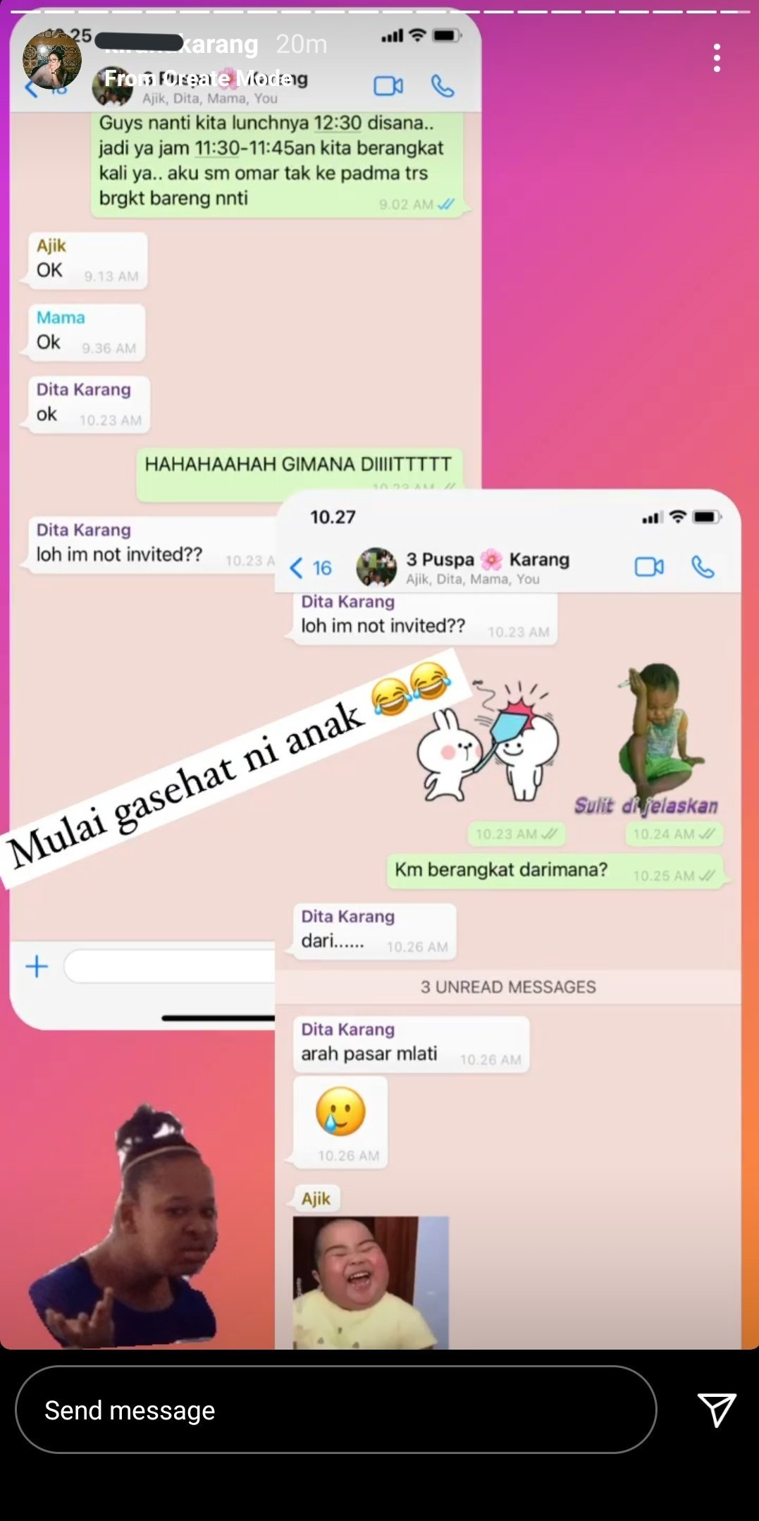 Chat Dita Karang dan kakaknya