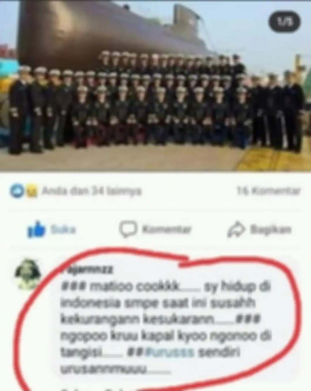 Okunm Polsek Kalasan Aipda FI Malah Umbar Komentar Miring Soal KRI Nanggala-402