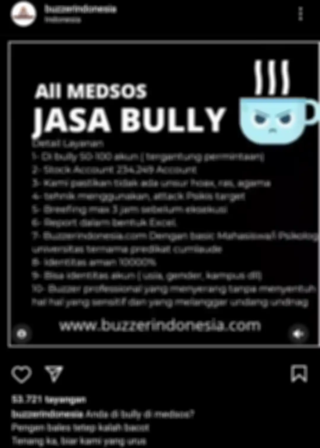 Iklan jasa layanan bully di medsos