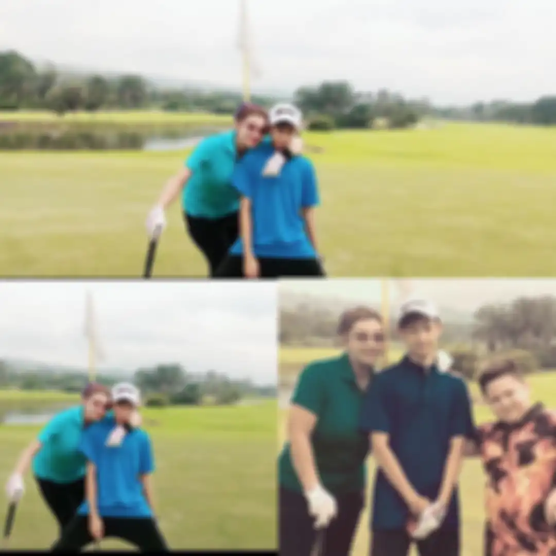 Rika Callebaut saat golf bareng anak 