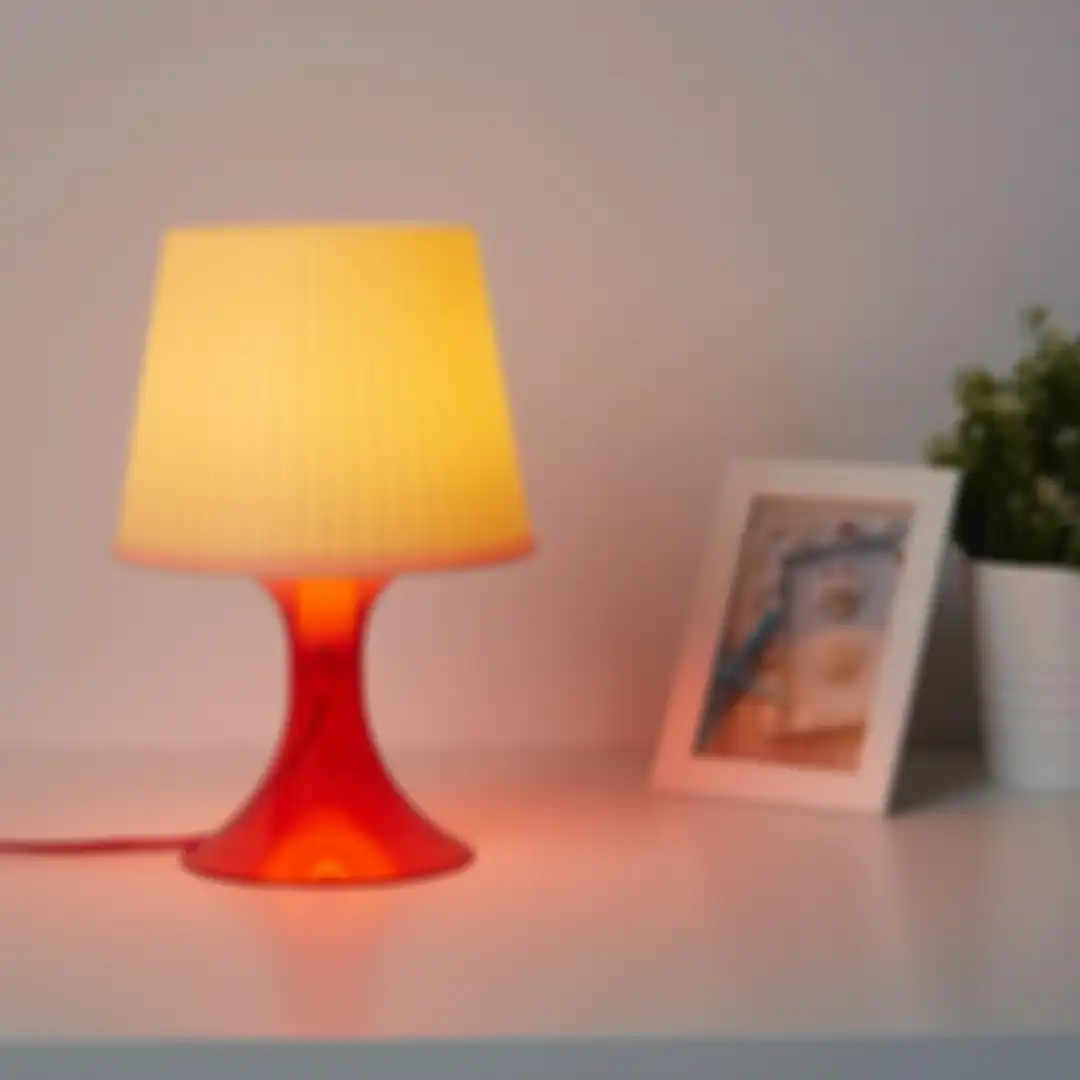 Lampu dengan cahaya kuning menghangatkan ruang. 