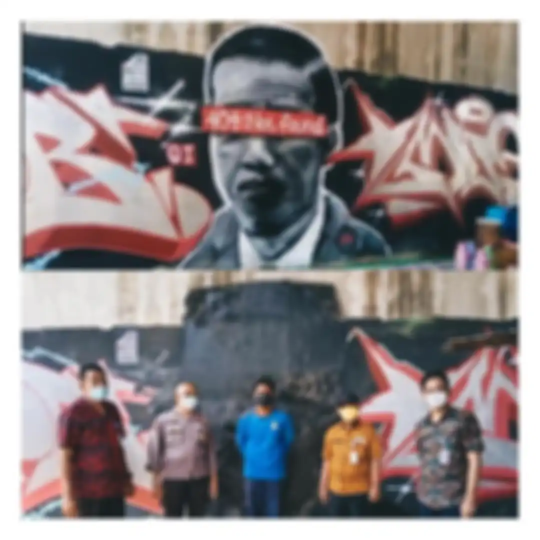 Foto mural di kolong jembatan di wilayah Batuceper, Tangerang, Banten, mendadak viral usai dihapus polisi.