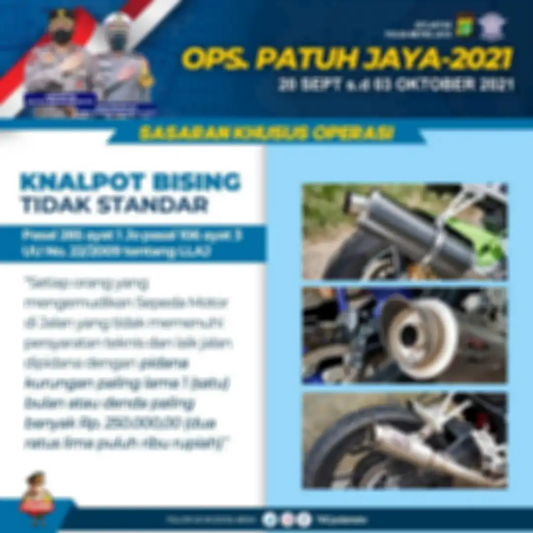 Denda penggunaan knalpot tidak standar di motor.