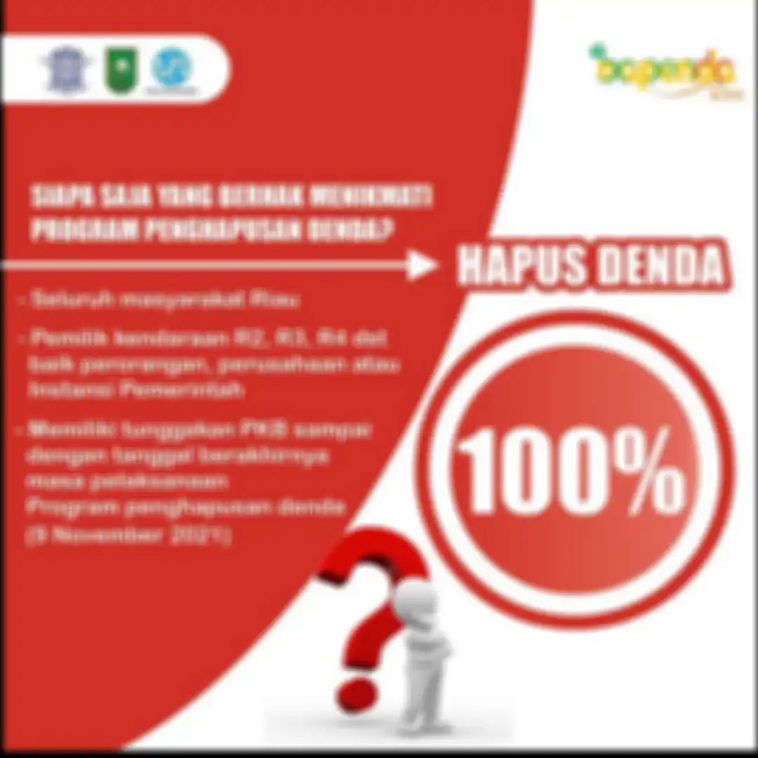 Pemutihan pajak kendaraan di Riau berupa penghapusan denda pajak 100 persen.