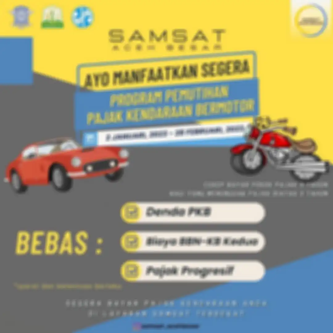 Program pemutihan pajak kendaraan di Aceh cuma sampai 28 Februari 2023.