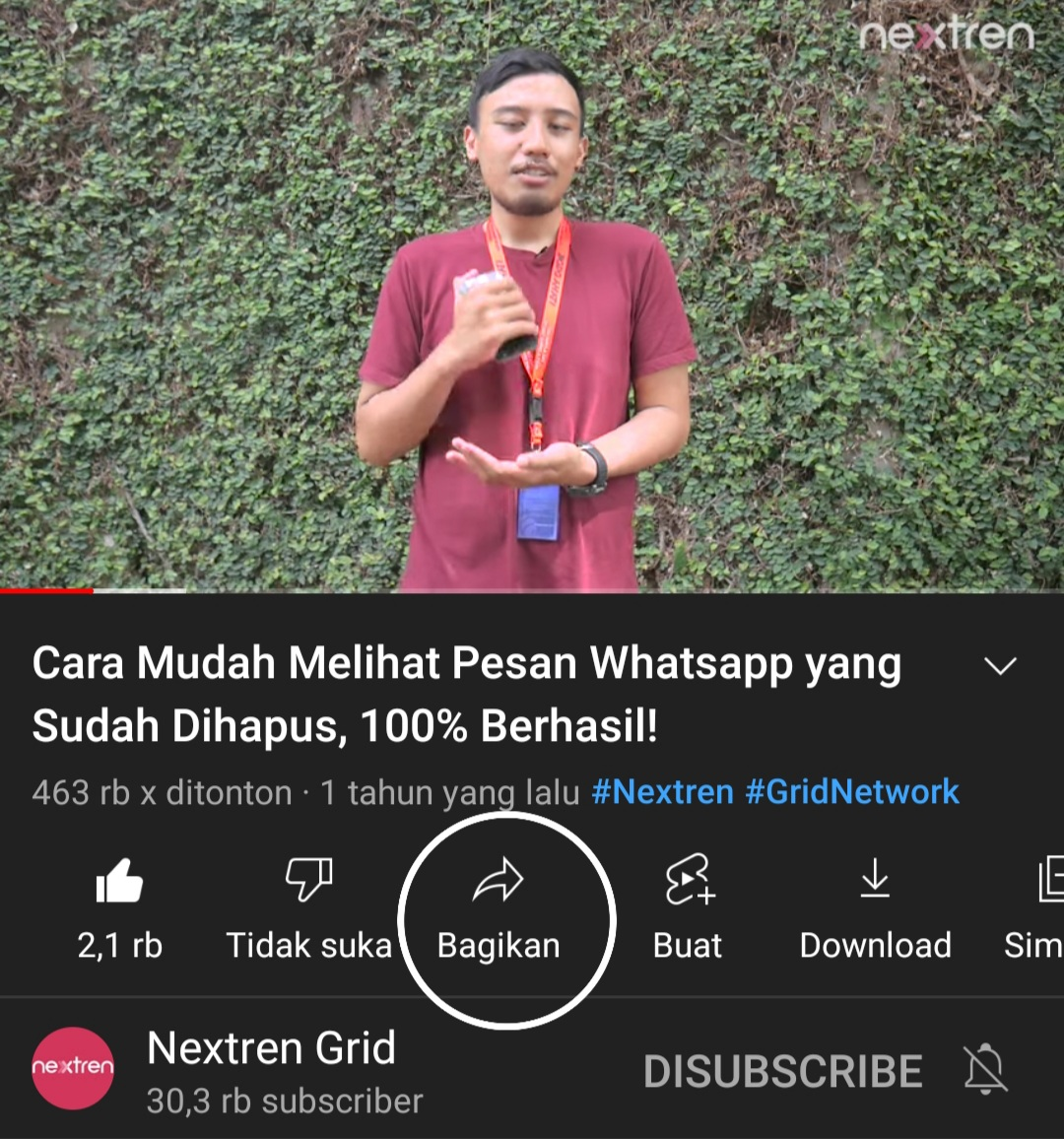 Tutorial salin link sebelum download video YouTube tanpa aplikasi.