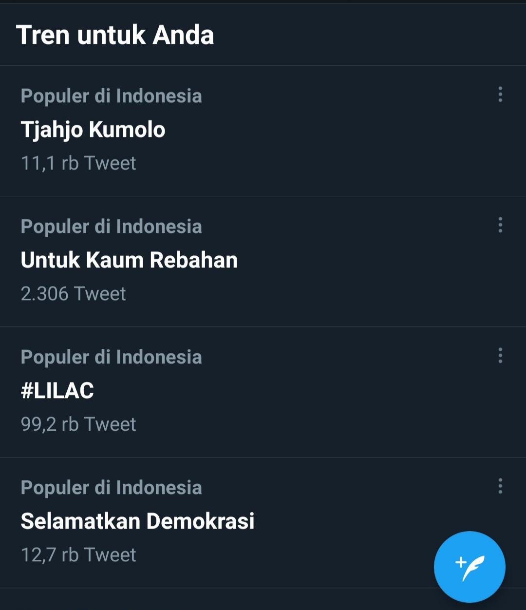 Trending Twitter yang membahas topik Tjahjo Kumolo yang merupakan Menteri Pendayagunaan Aparatur Negara dan Reformasi Birokrasi.