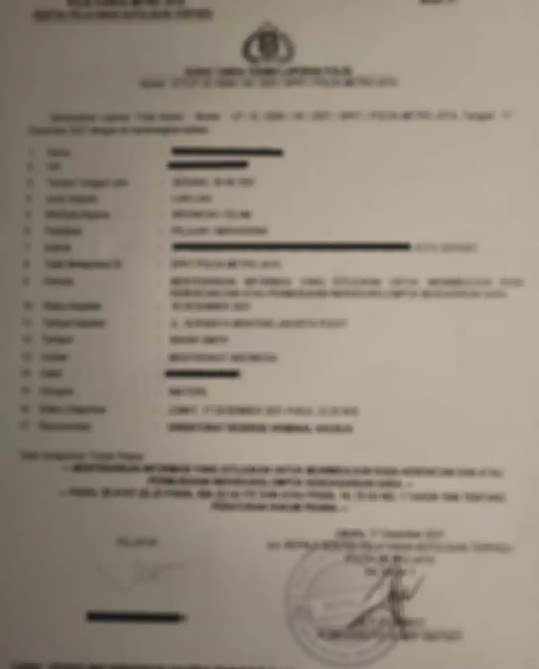 Laporan polisi terhadap Habib Bahar Bin Smith.