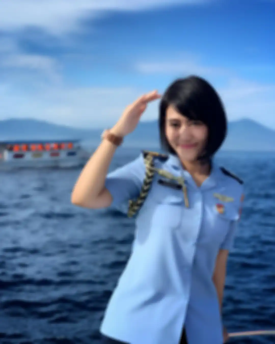 Sandhyca Putri saat mengenakan seragam TNI Angkatan Udara