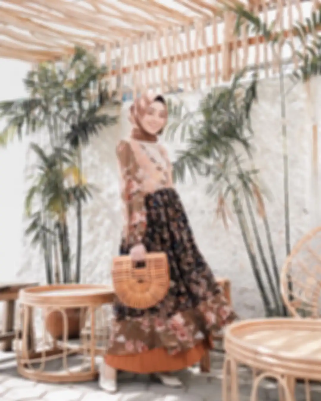 OOTD hijab floral ala selebgram Meirani Amalia
