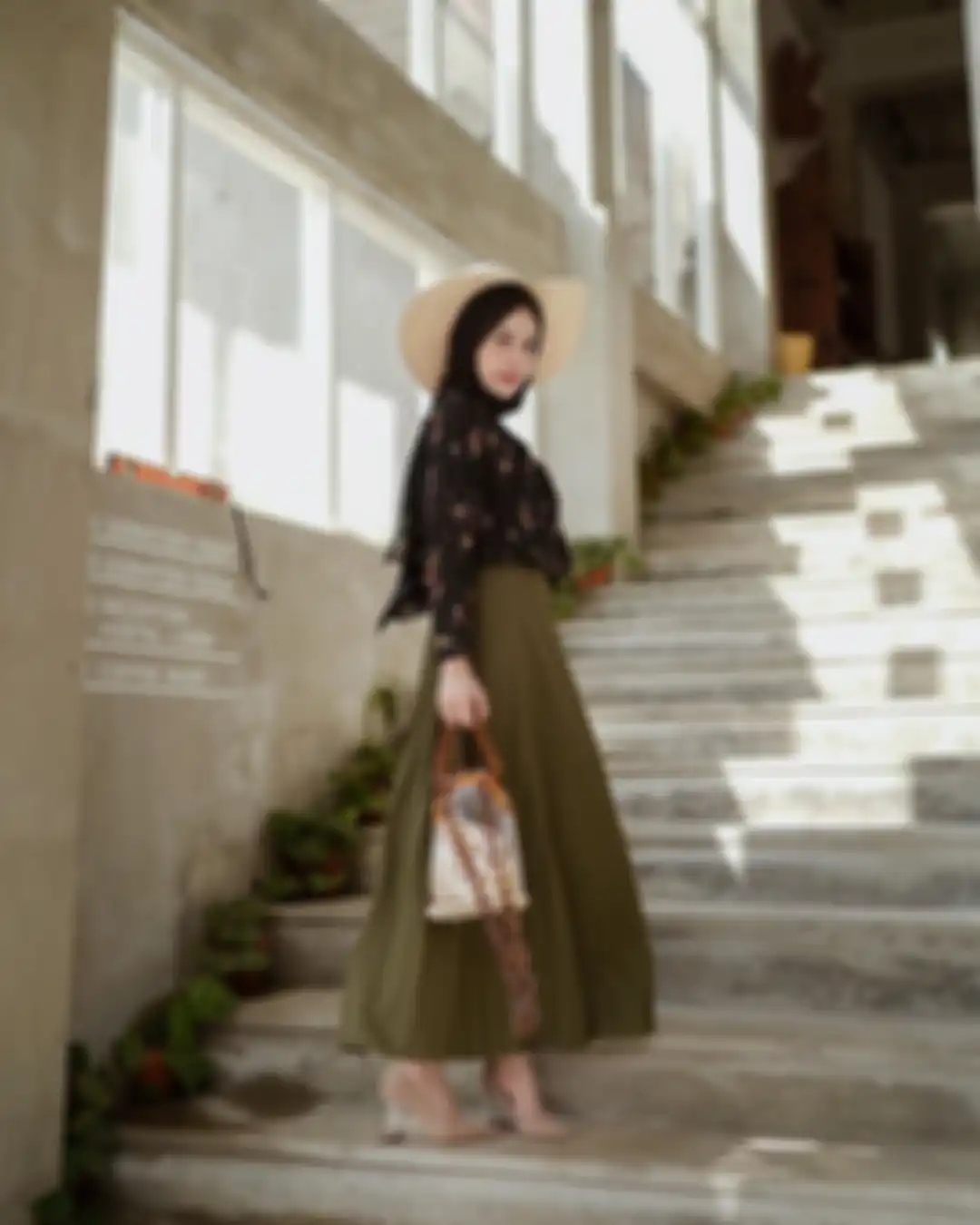 Fashion hijab warna hijau olive