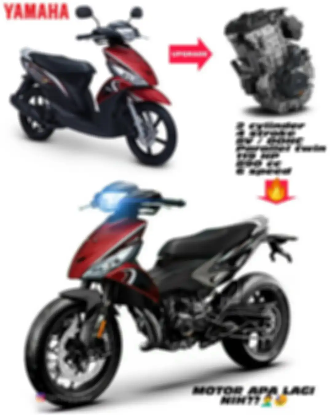 Modifikasi digital Yamaha Mio J dijejalkan mesin dan bodi KTM 890 Duke R.