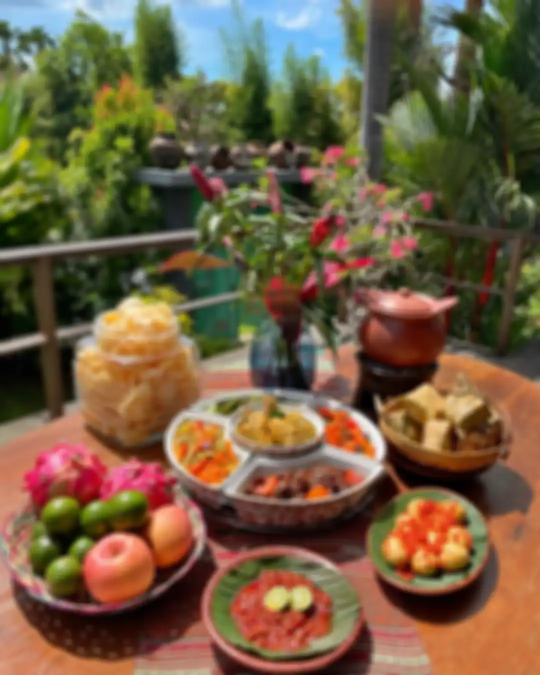 Area makan outdoor di rumah Tamara Bleszynski