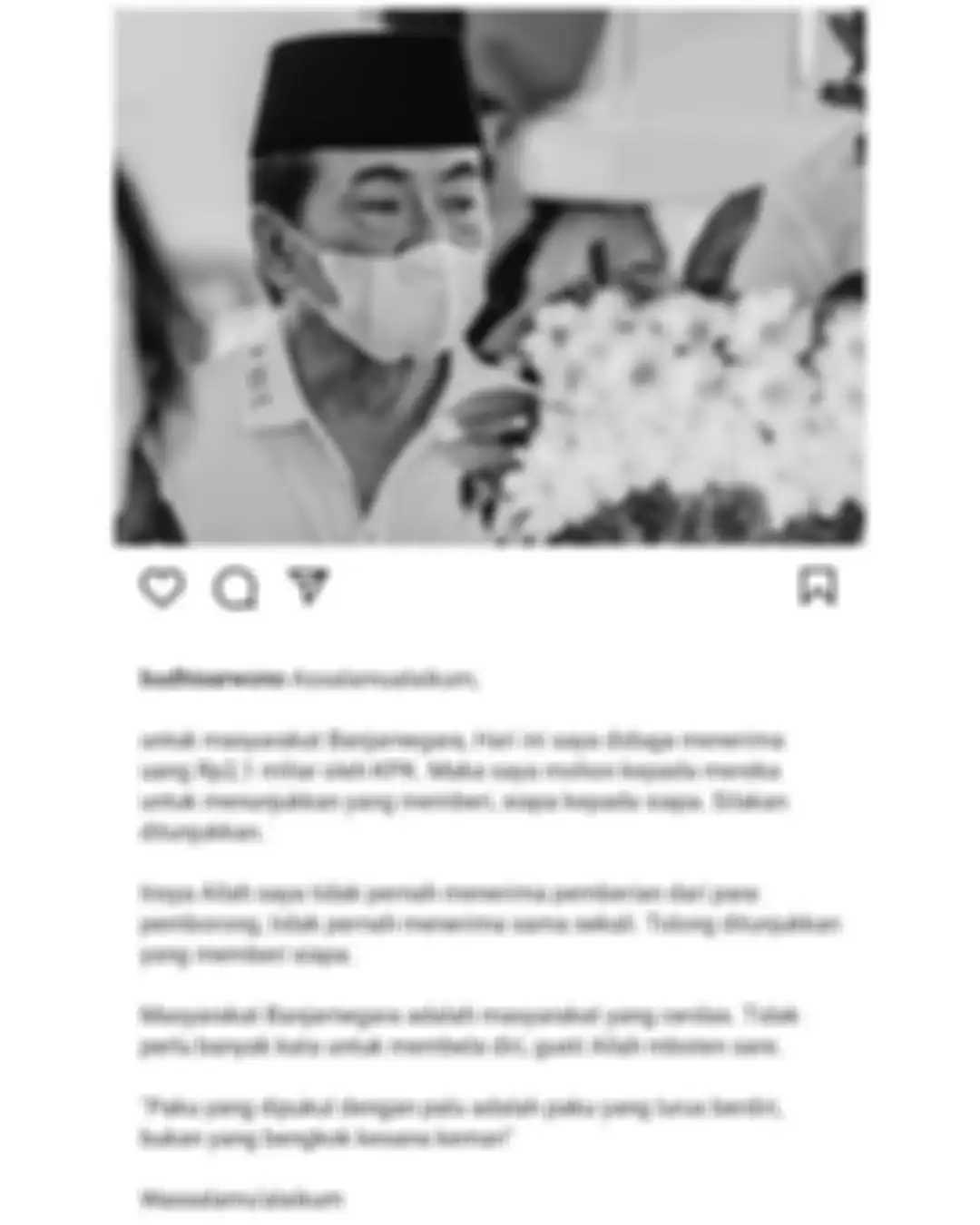 Jadi tempat pamer foto proyek jalan yang diprotes itu, akun Instagram Bupati Banjarnegara Budhi Sarwono  mendadak lenyap.