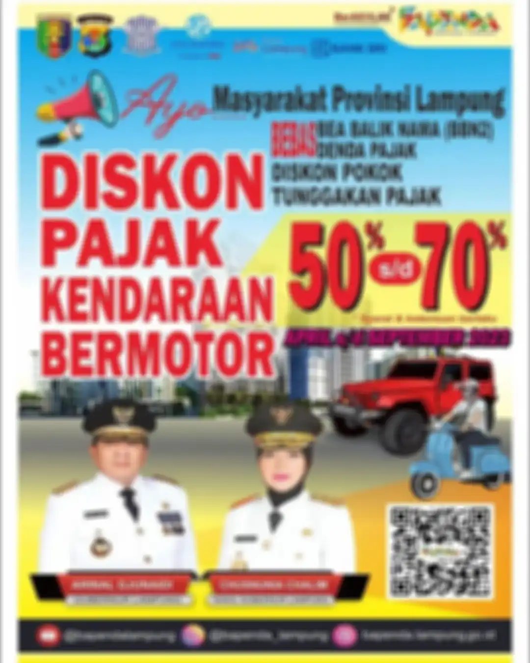 Program pemutihan pajak 2023 berupa diskon sampai dengan 70 persen, tidak berlaku untuk kendaraan dinas.