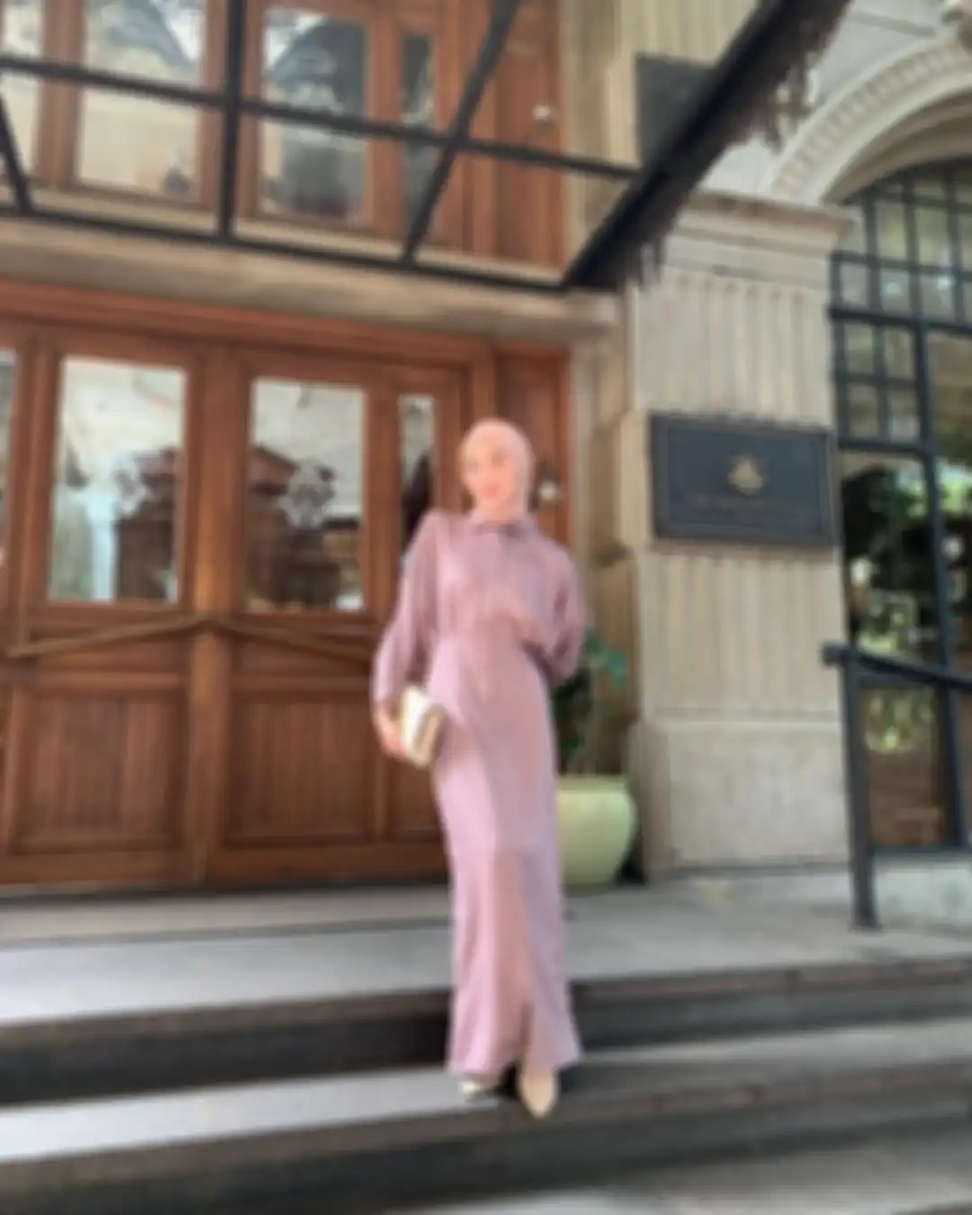 Outfit dress pink hijaber