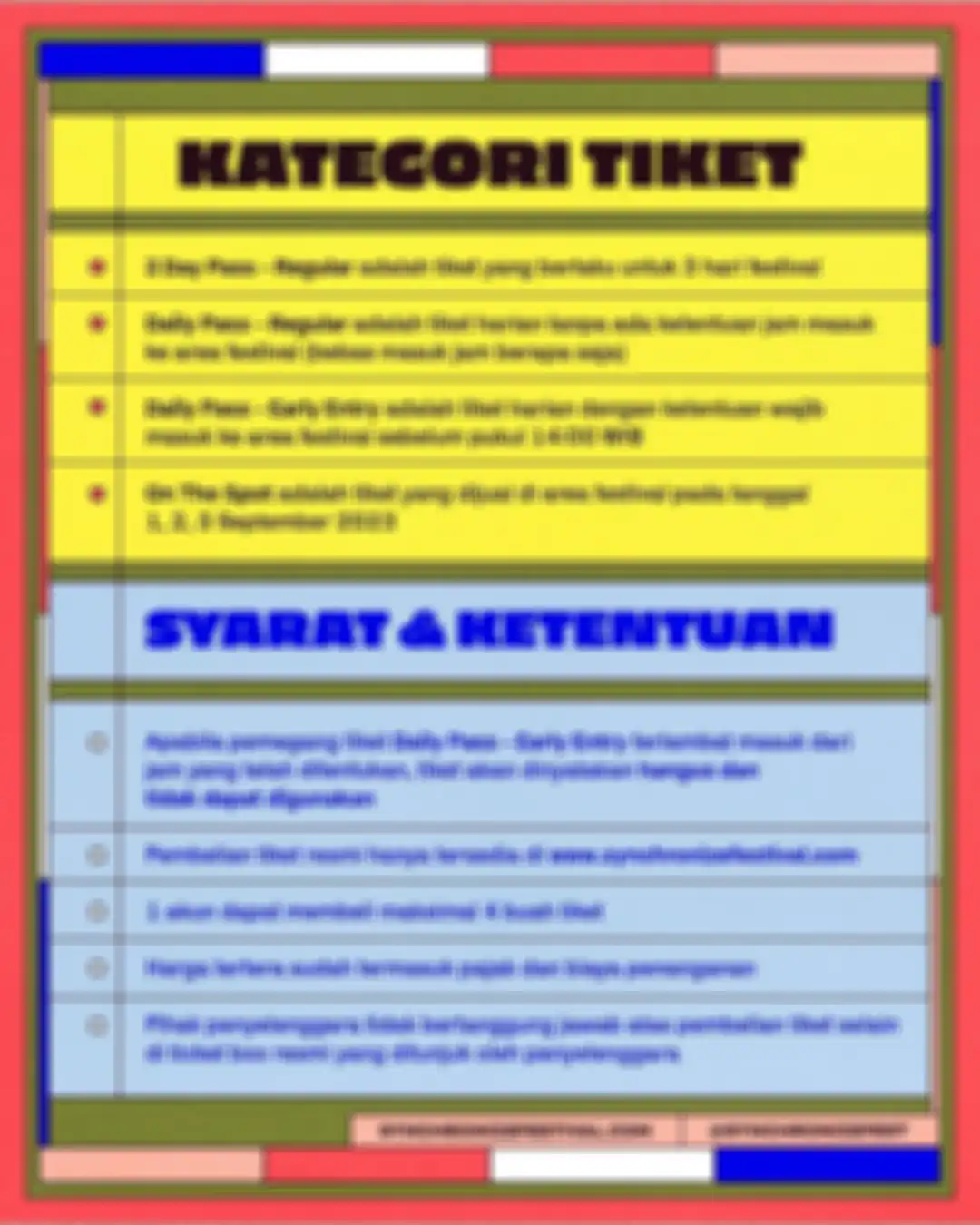 Syarat dan ketentuan pembelian tiket Synchronize Fest