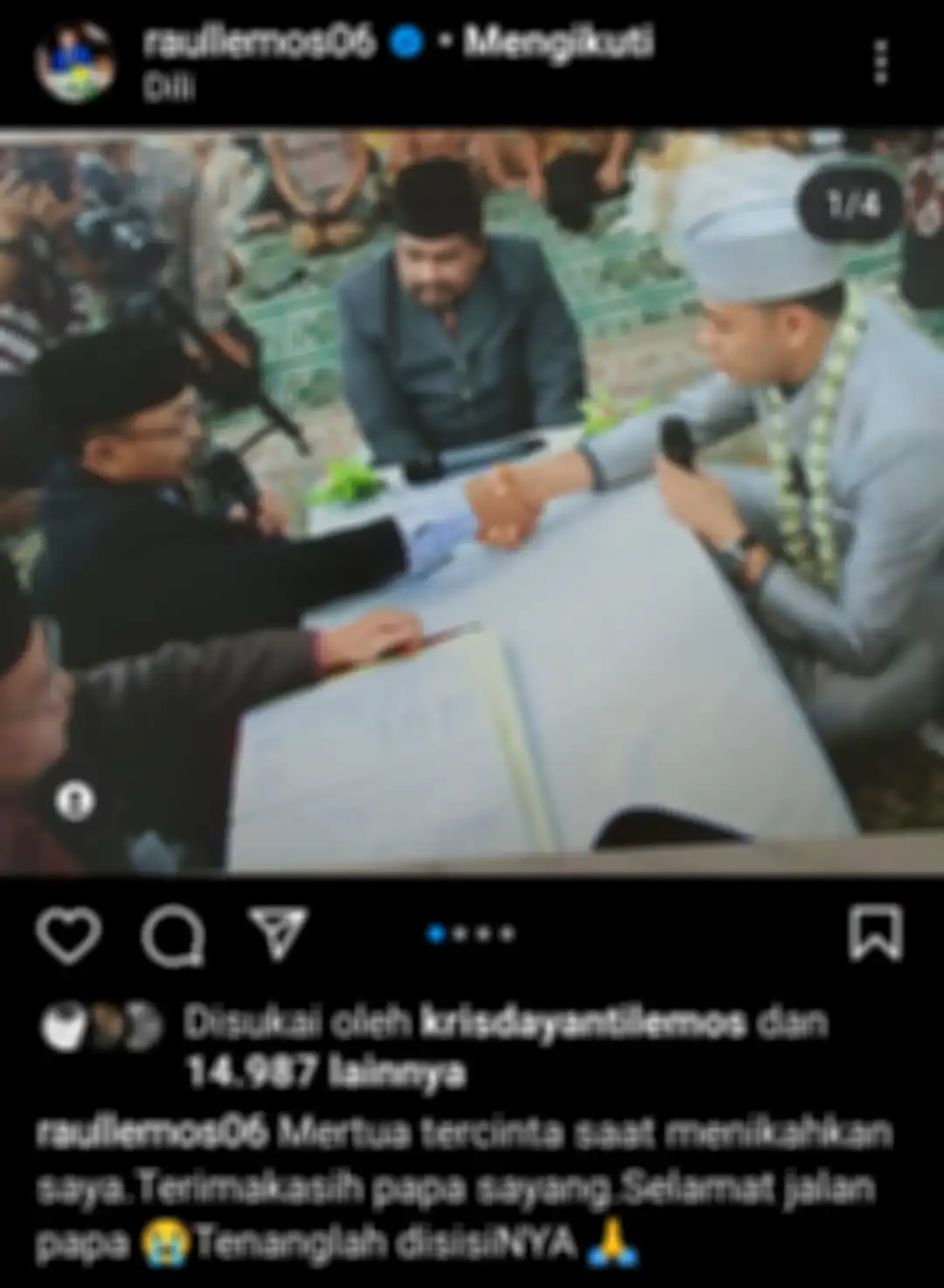 Raul Lemos berduka atas kepergian ayah Krisdayanti 