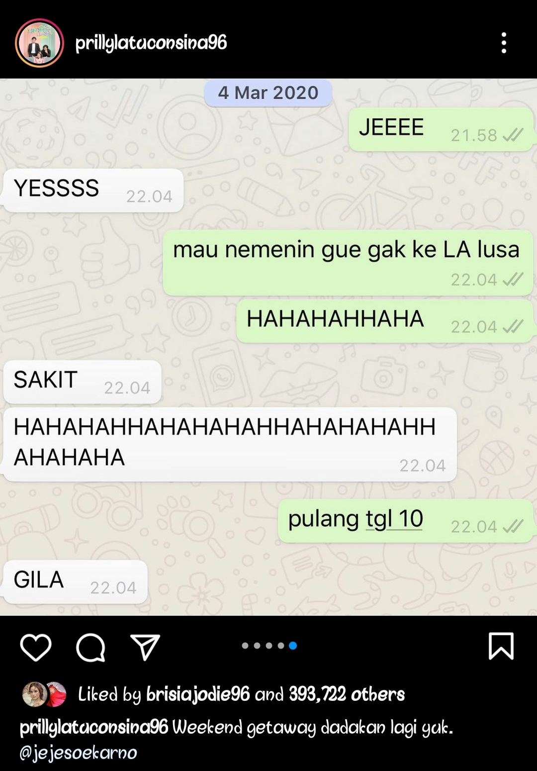 Prilly Latuconsina dan Jeje Soekarno