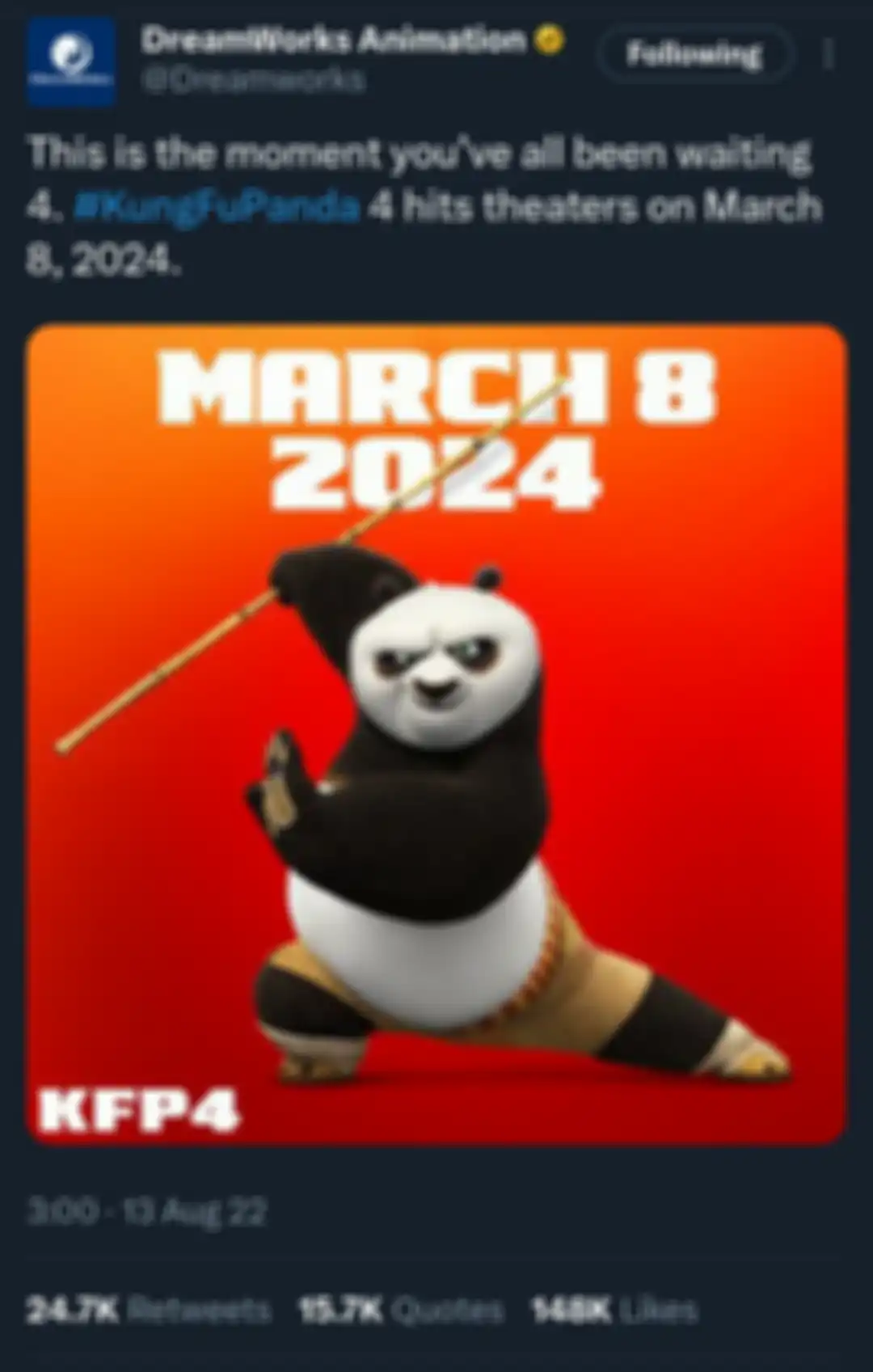 Pengumuman rilis Kung Fu Panda 4
