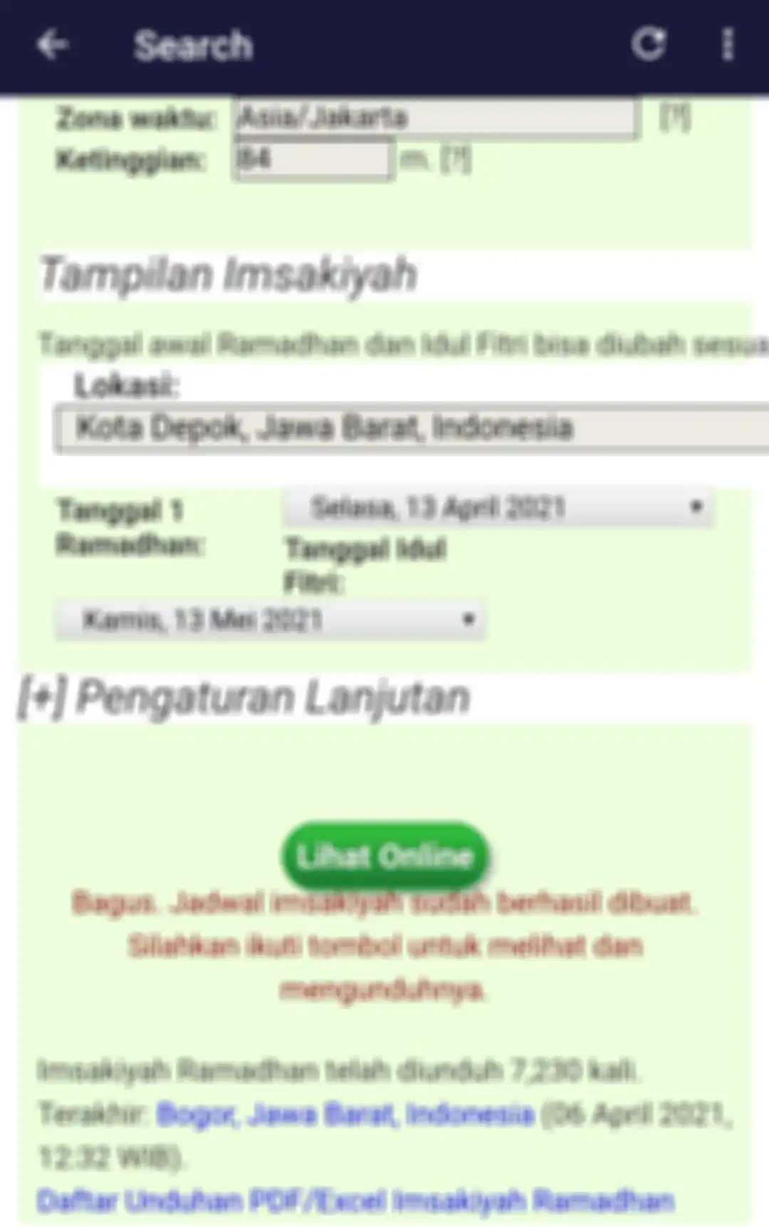 Aplikasi Jadwal Ramadhan 2021 untuk membuat jadwal puasa yang sesuai dengan kota asal.