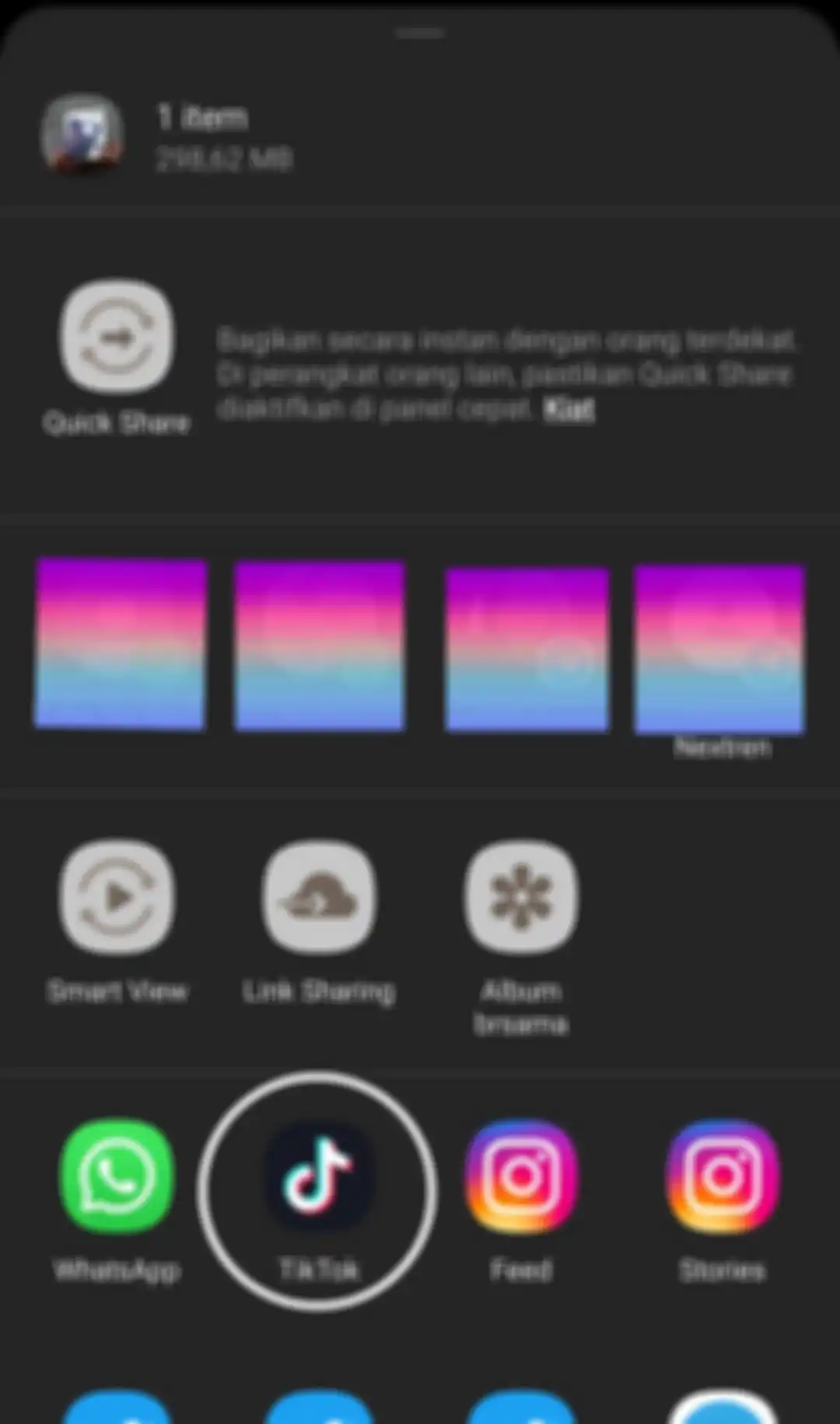 Cara upload video ke TikTok durasi 3 menit via galeri smartphone.