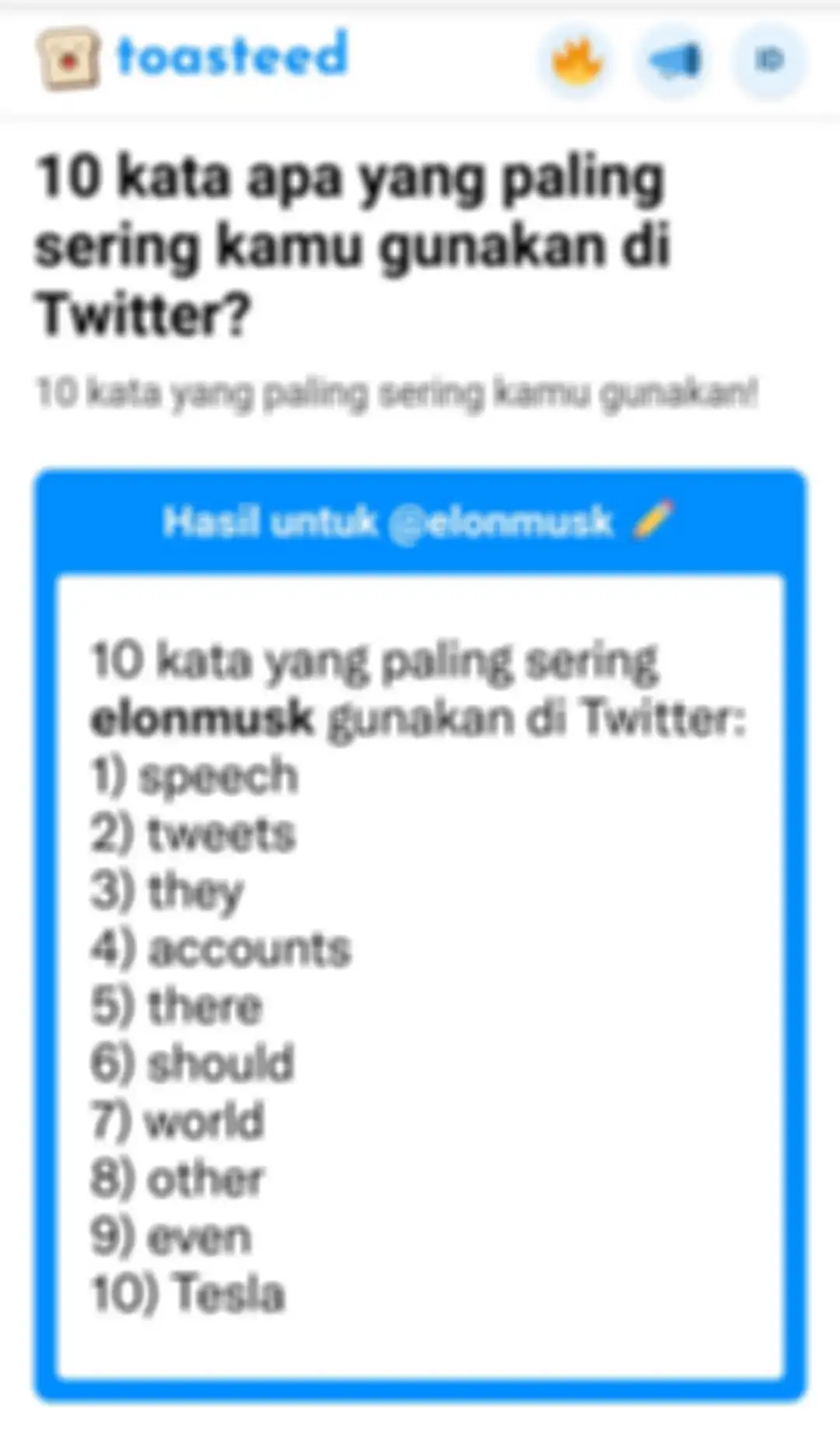 Hasil 10 kata apa yang paling sering kamu gunakan di Twitter