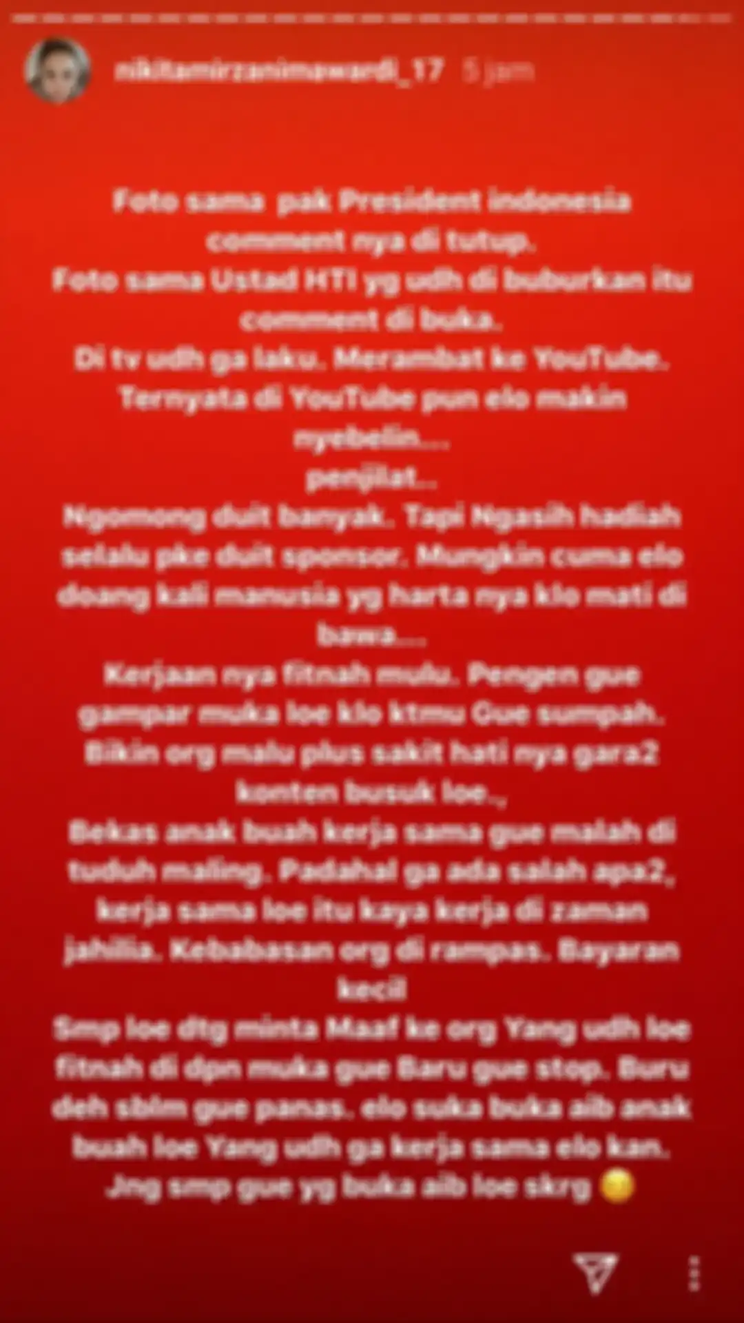 Nikita Mirzani tuliskan kekesalannya 