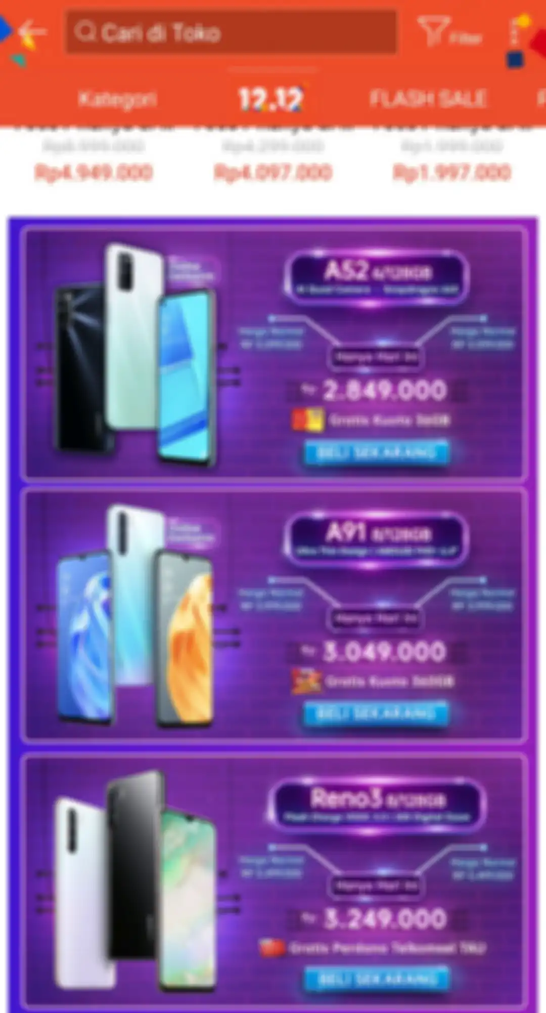 Poster diskon 3 HP OPPO di Shopee 12.12.