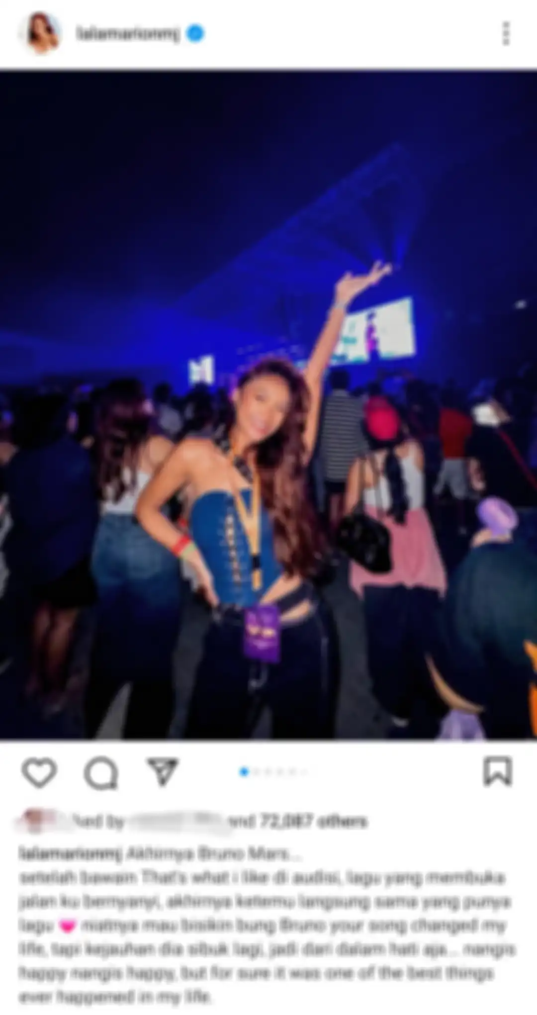 Marion Jola nonton konser Bruno Mars di Thailand